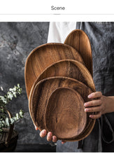 Load image into Gallery viewer, Oval Solid Wood Pan Plate