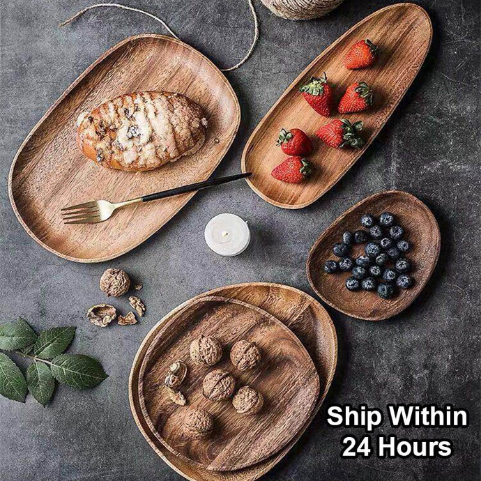 Oval Solid Wood Pan Plate