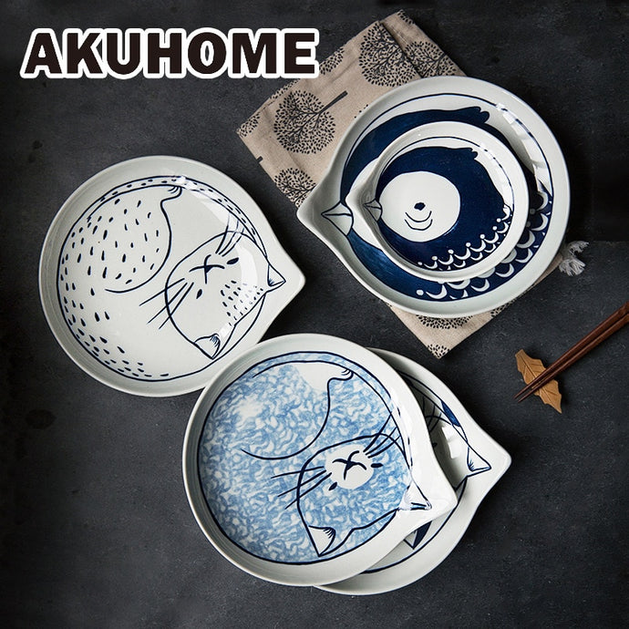 Japanese Style Ceramic Teardrop Plates